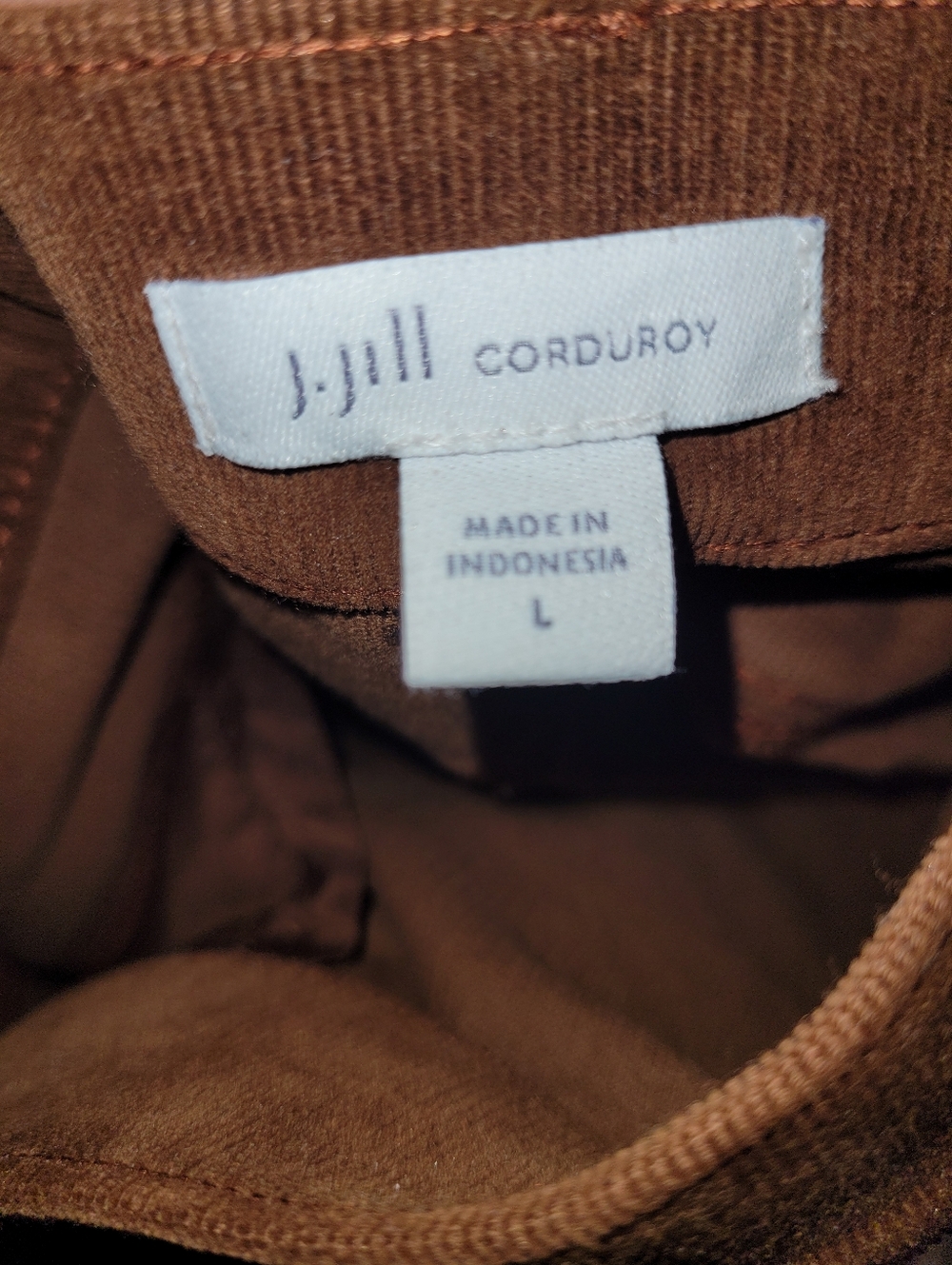 J. Jill Brown Corduroy Stretch Pull On Pants L Boho - Picture 4 of 4